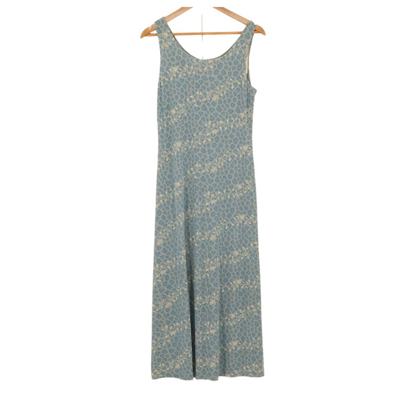 Vtg Nina Piccalino Maxi Dress Blue Floral Leopard Print 90s Summer Beachy Size 8 - Picture 1 of 9